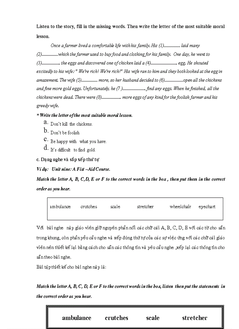 image for page Thiết kế lại bài tập nghe ở một số đơn vị bài học trong sách giáo khoa Tiếng Anh 8 9 để hợp với đối tượng học sinh mà mình giảng dạy