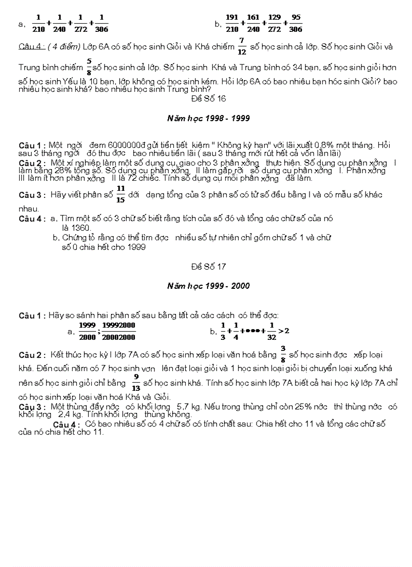 image for page Đề thi chọn học sinh giỏi lớp 6 chuyên toán Quận Ba Đình năm học 1991 1992