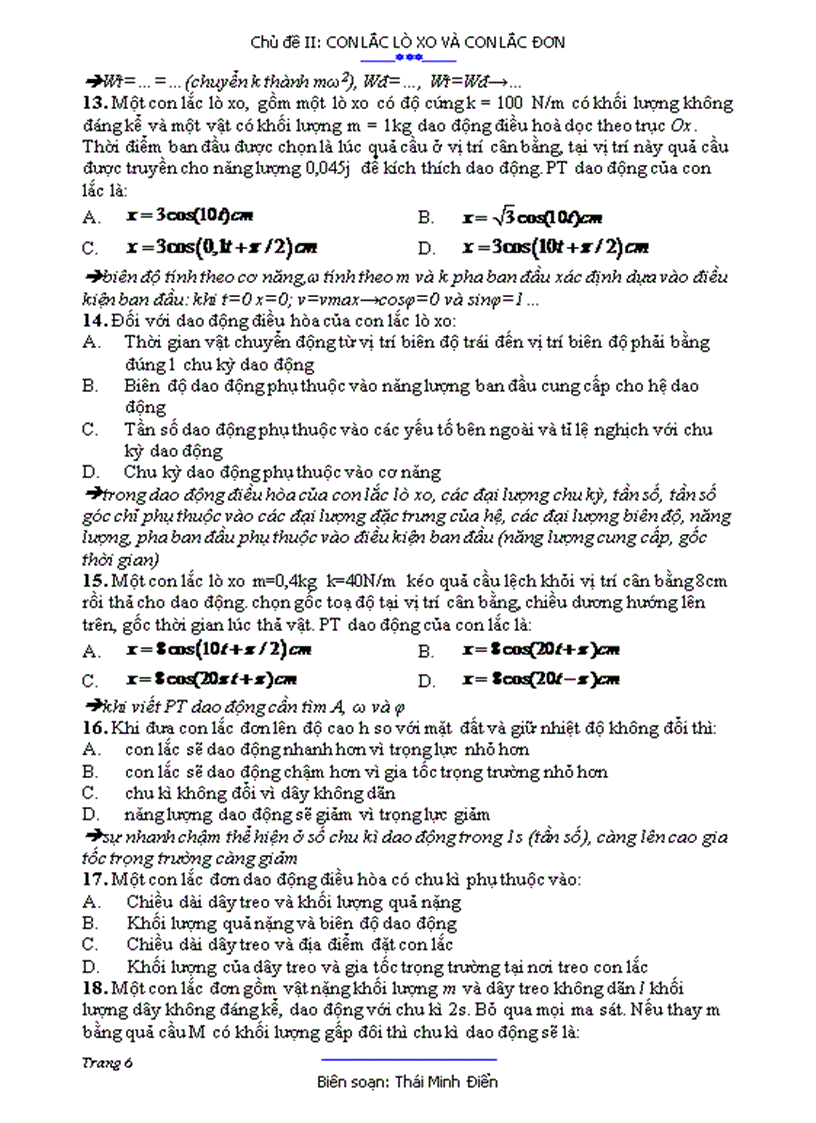 image for page Chủ đề con lắc đơn và con lắc lò xo