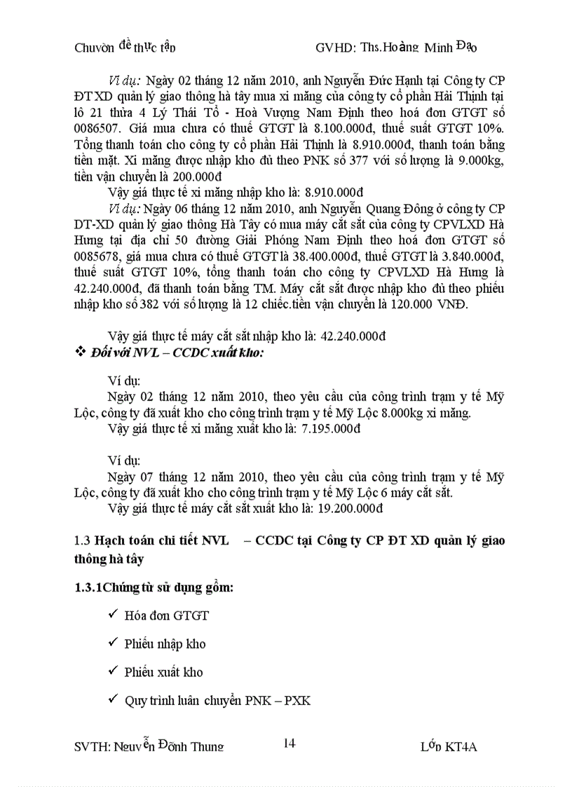 image for page Kế toán Nguyên vật liệu công cụ dụng cụ tại Công ty cổ phần đầu tư xây dựng quản lý giao thông hà Tây