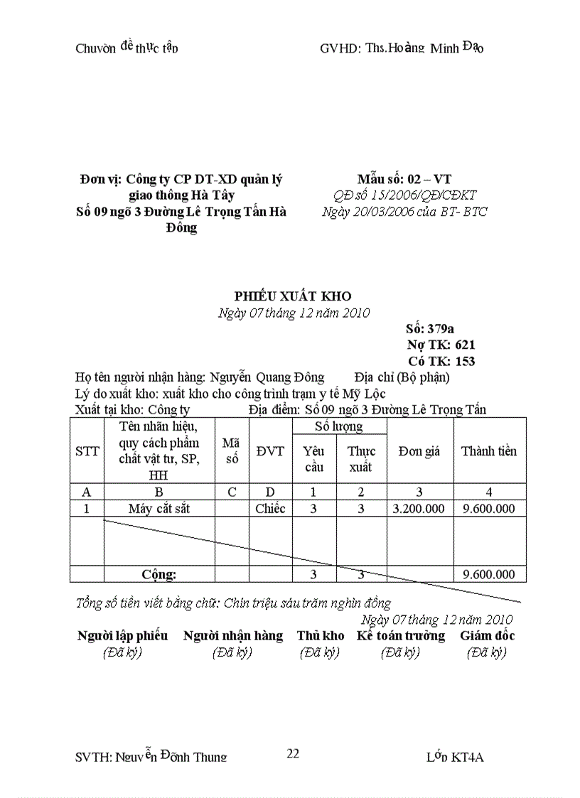 image for page Kế toán Nguyên vật liệu công cụ dụng cụ tại Công ty cổ phần đầu tư xây dựng quản lý giao thông hà Tây