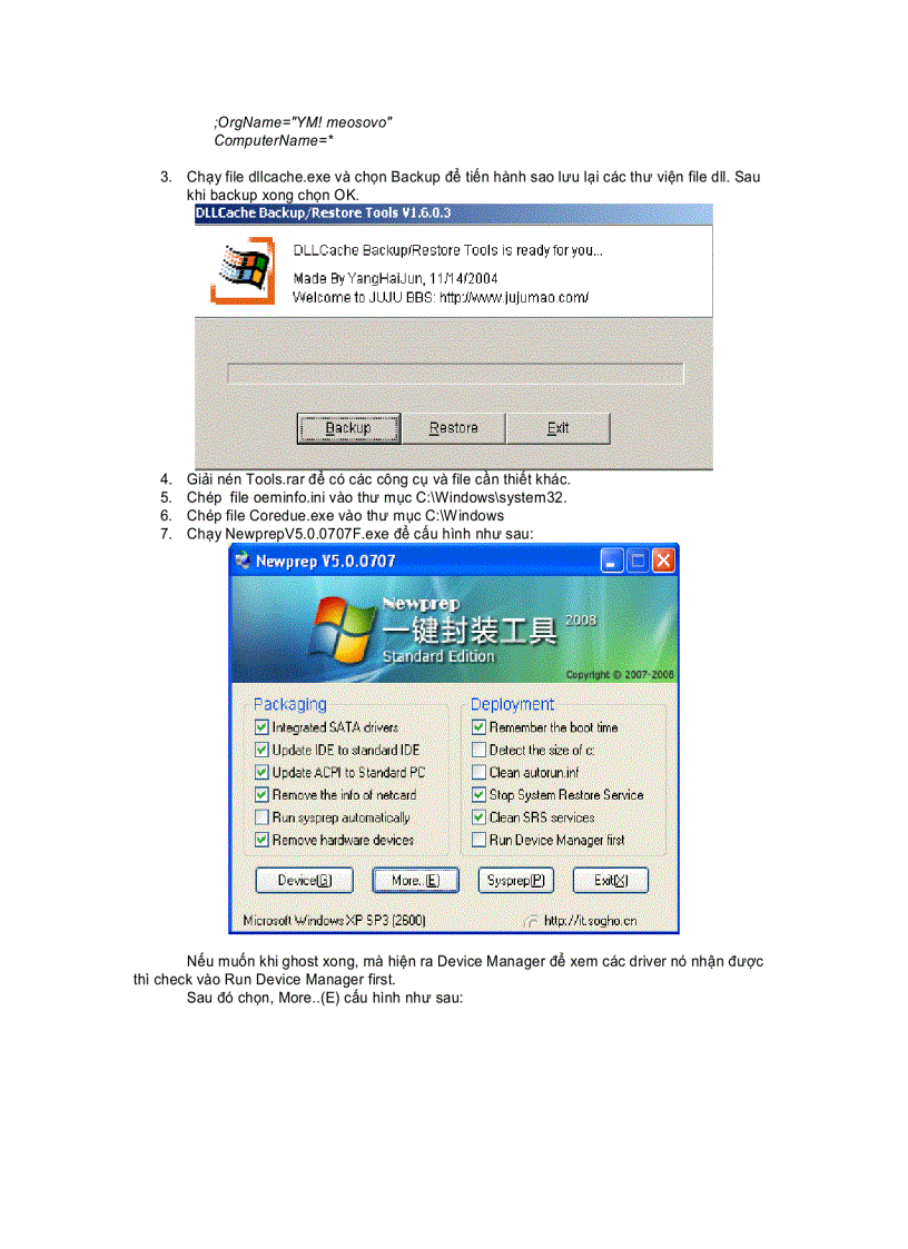 image for page Hướng dẫn ghost tự nhận driver bằng newreps và sysprep