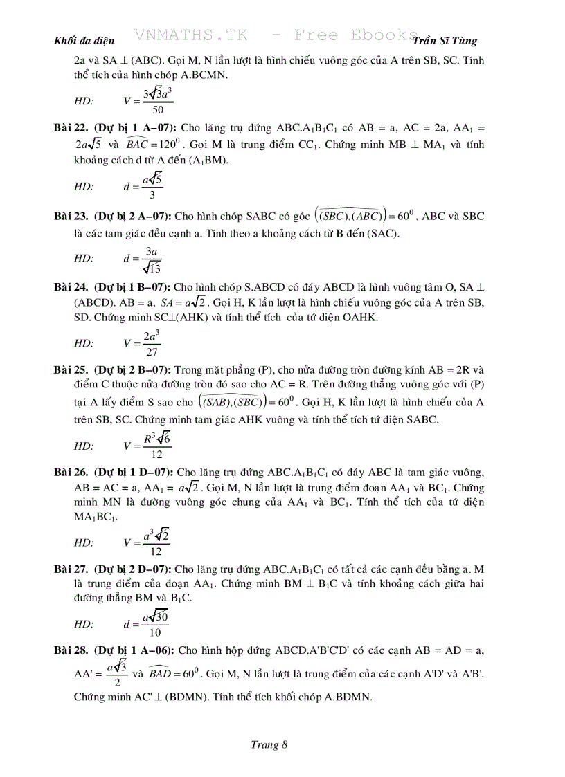 image for page Bài tập giải tích và hình học 12 dùng cho ôn luyện đại học 2011 2012 1