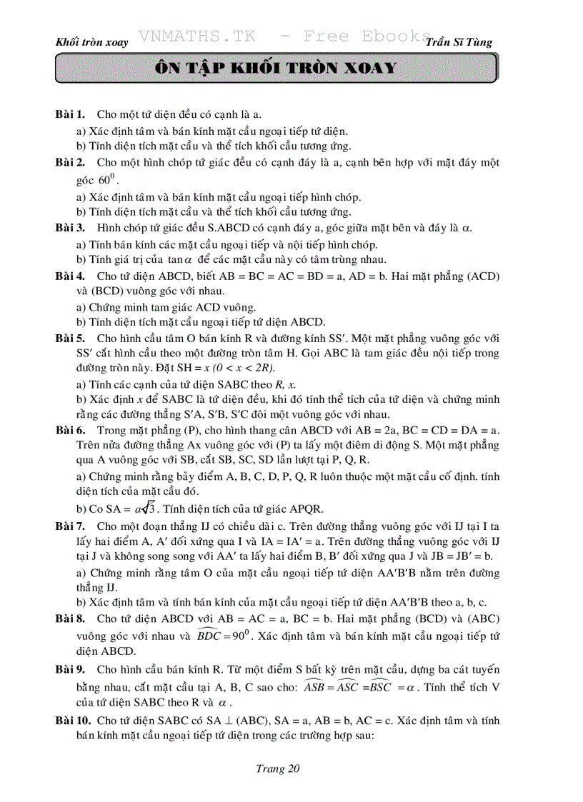 image for page Bài tập giải tích và hình học 12 dùng cho ôn luyện đại học 2011 2012 1