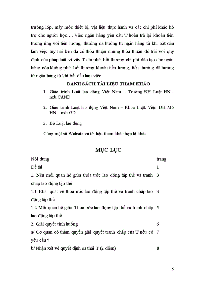 image for page Bài tập lớn học kỳ môn luật lao động đề số 7 mối quan hệ giữa thỏa ước lao động tập thể và tranh chấp lao động tập thế và giải quyết tình huống bài này mình được 9 điểm