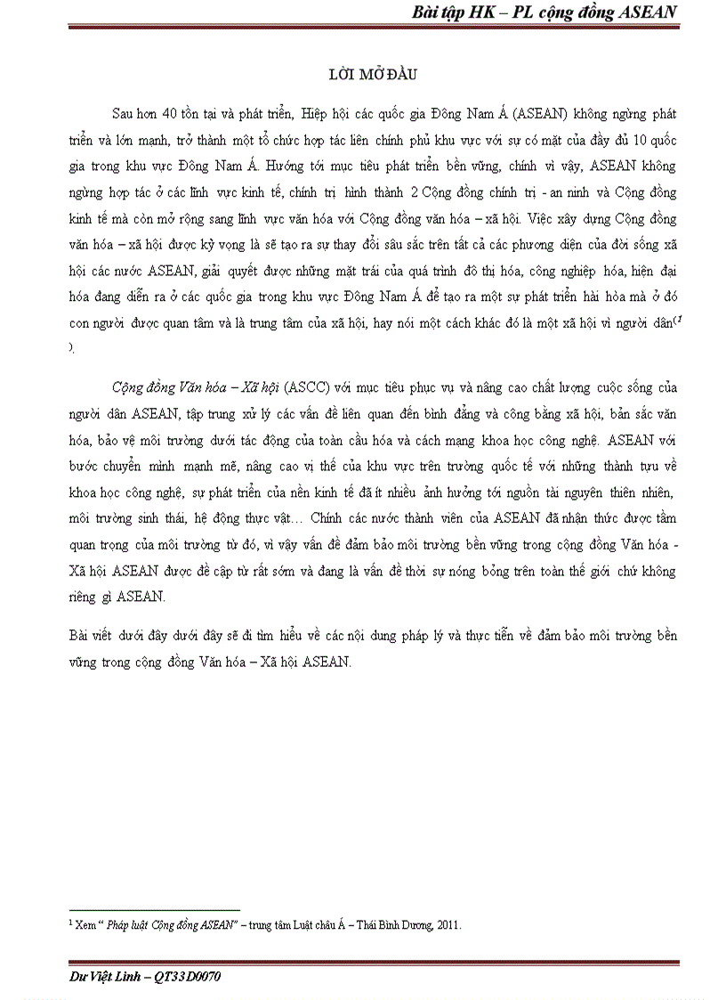 image for page Nội dung pháp lý và thực tiễn về đảm bảo môi trường bền vững trong cộng đồng Văn hóa Xã hội ASEAN