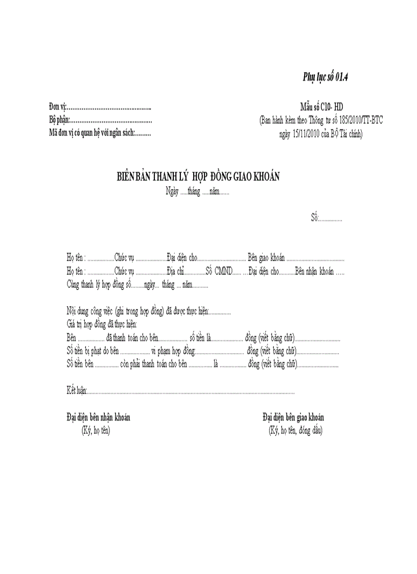 image for page Hướng dẫn lập Mẫu biểu ban hành kèm Thông tư 185 2010 TT BTC