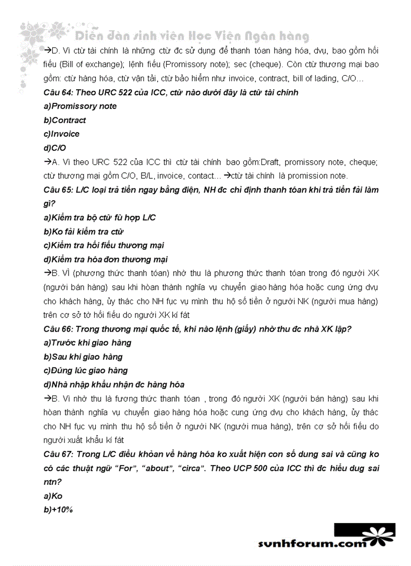 image for page Trắc nghiệm và lời giải thanh toán quốc tế