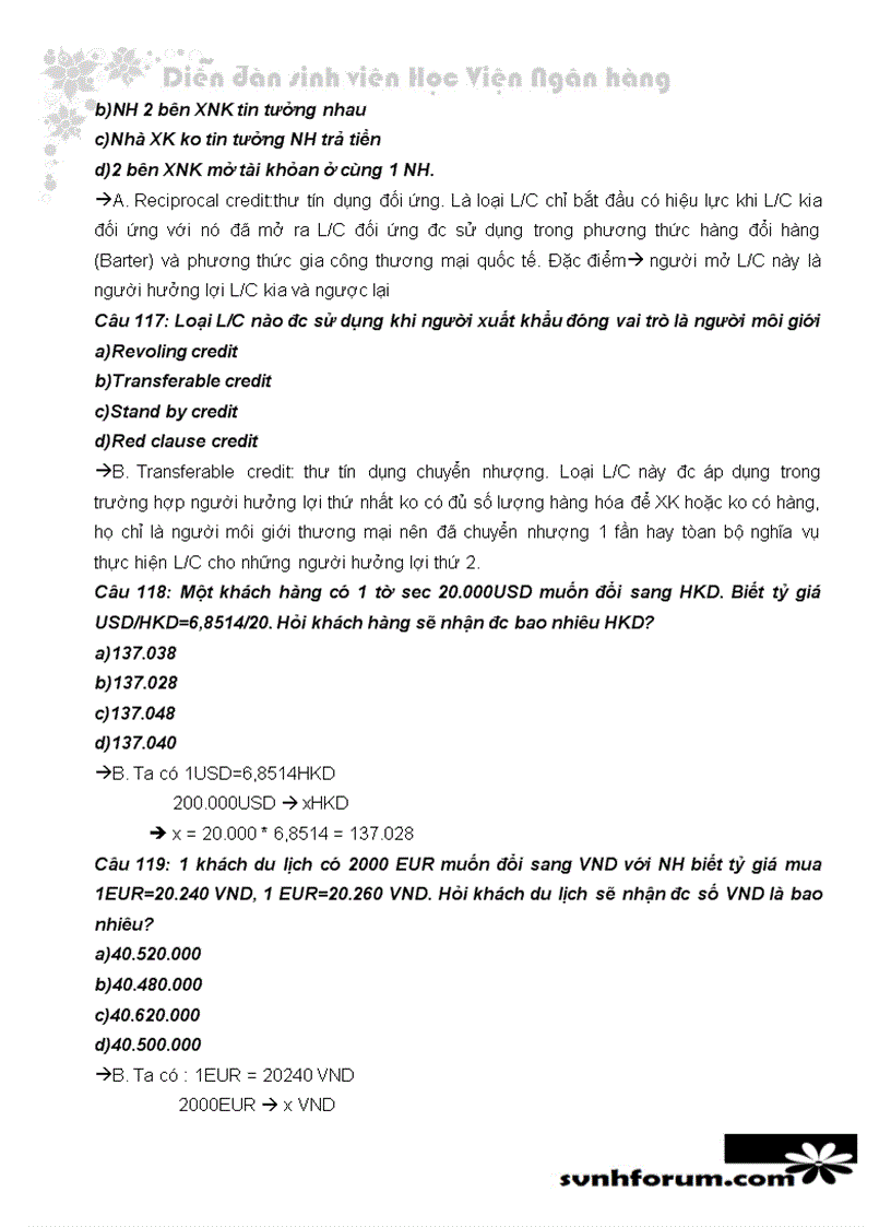 image for page Trắc nghiệm và lời giải thanh toán quốc tế