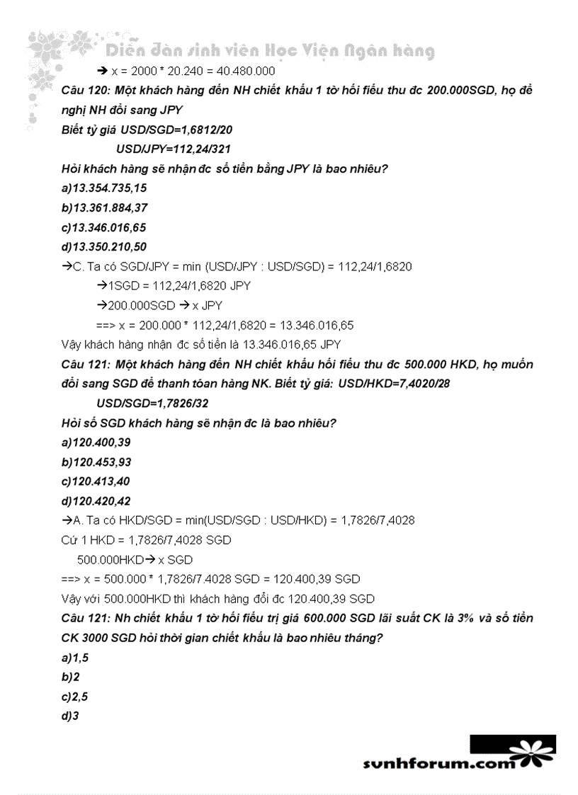 image for page Trắc nghiệm và lời giải thanh toán quốc tế