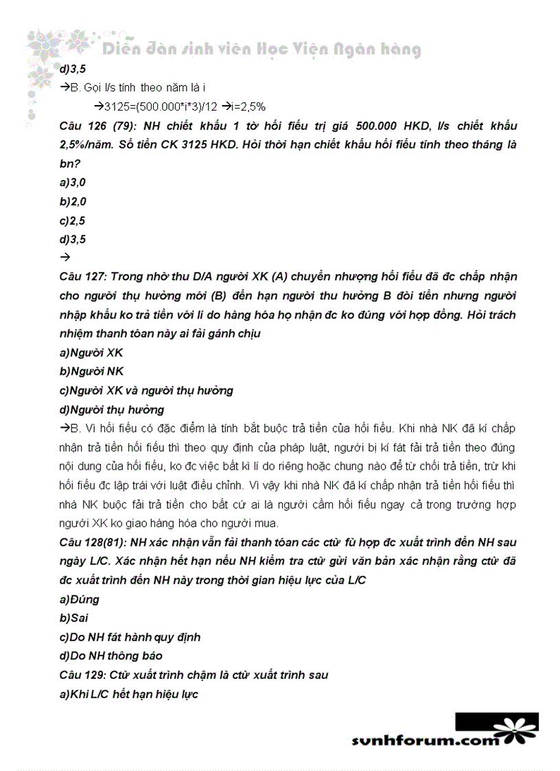 image for page Trắc nghiệm và lời giải thanh toán quốc tế