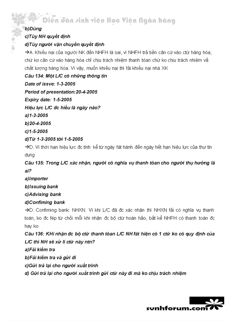 image for page Trắc nghiệm và lời giải thanh toán quốc tế