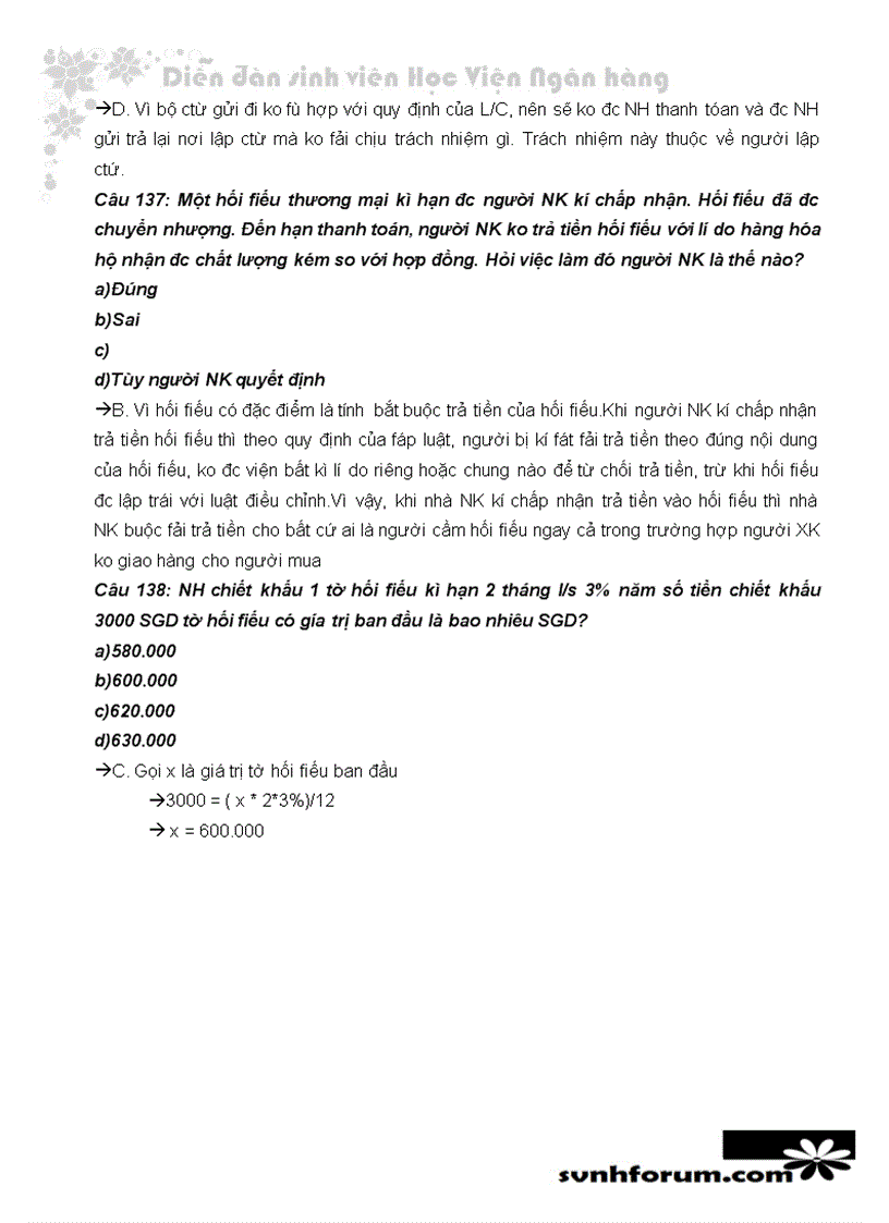 image for page Trắc nghiệm và lời giải thanh toán quốc tế