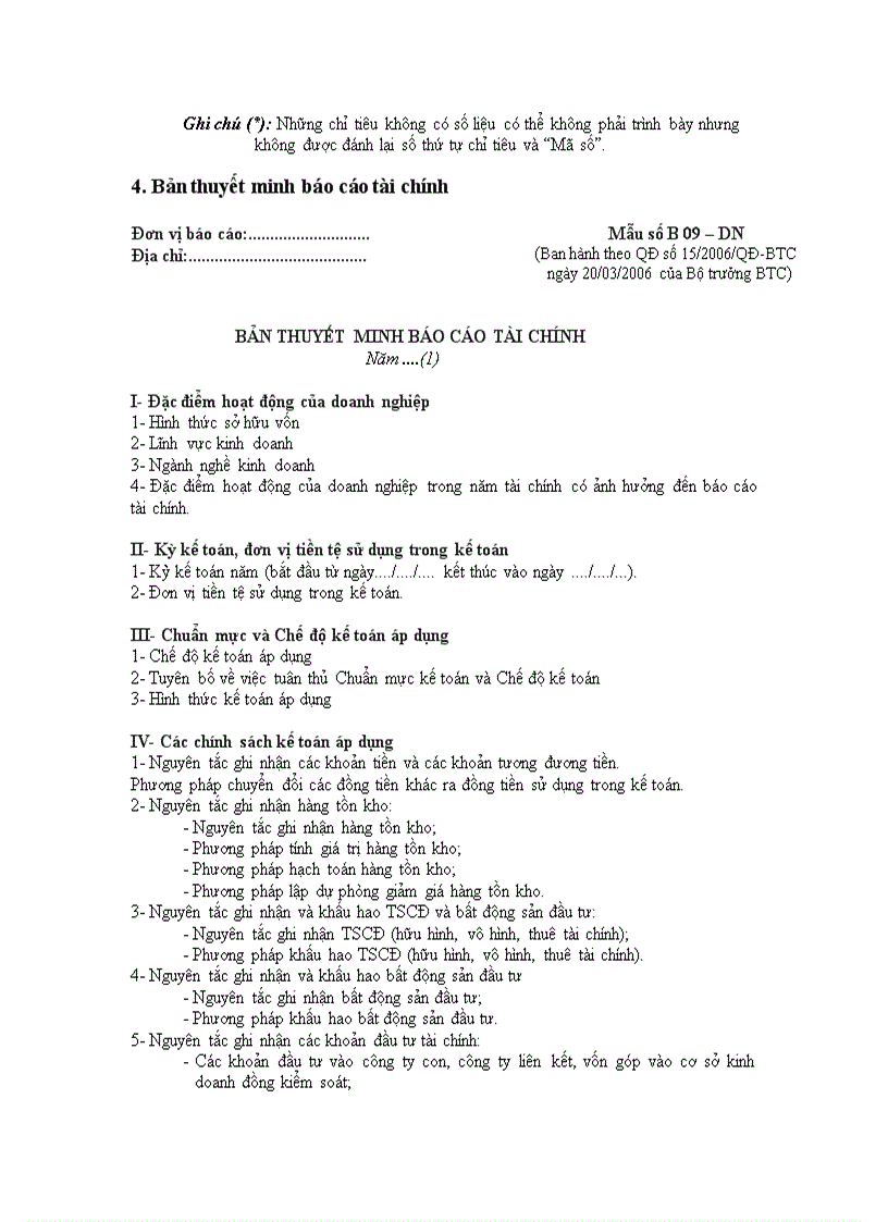 image for page Mẫu biểu BCTC năm theo QĐ 15