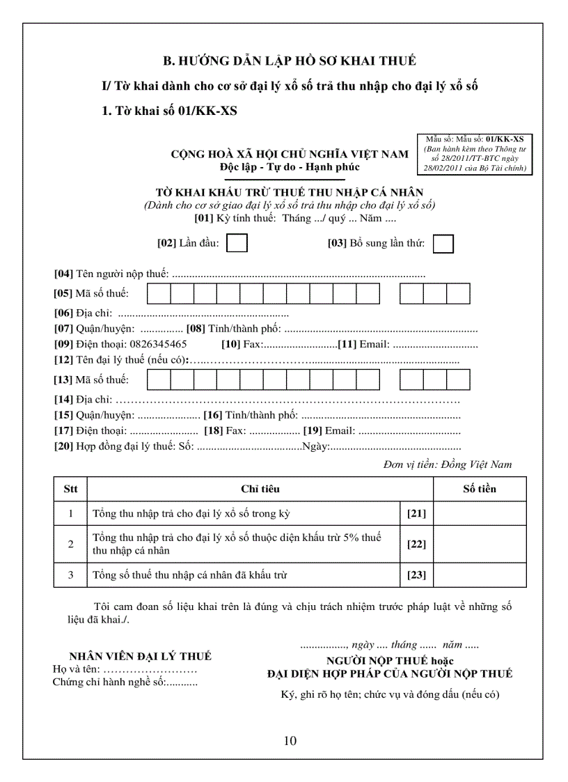 image for page Hướng dẫn kê khai thuế nộp thuế thu nhập cá nhân theo thông tư 28