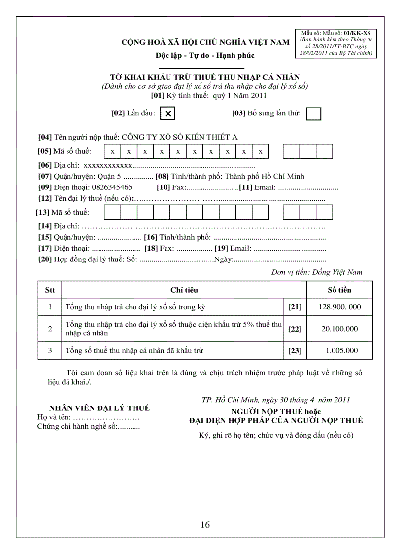 image for page Hướng dẫn kê khai thuế nộp thuế thu nhập cá nhân theo thông tư 28