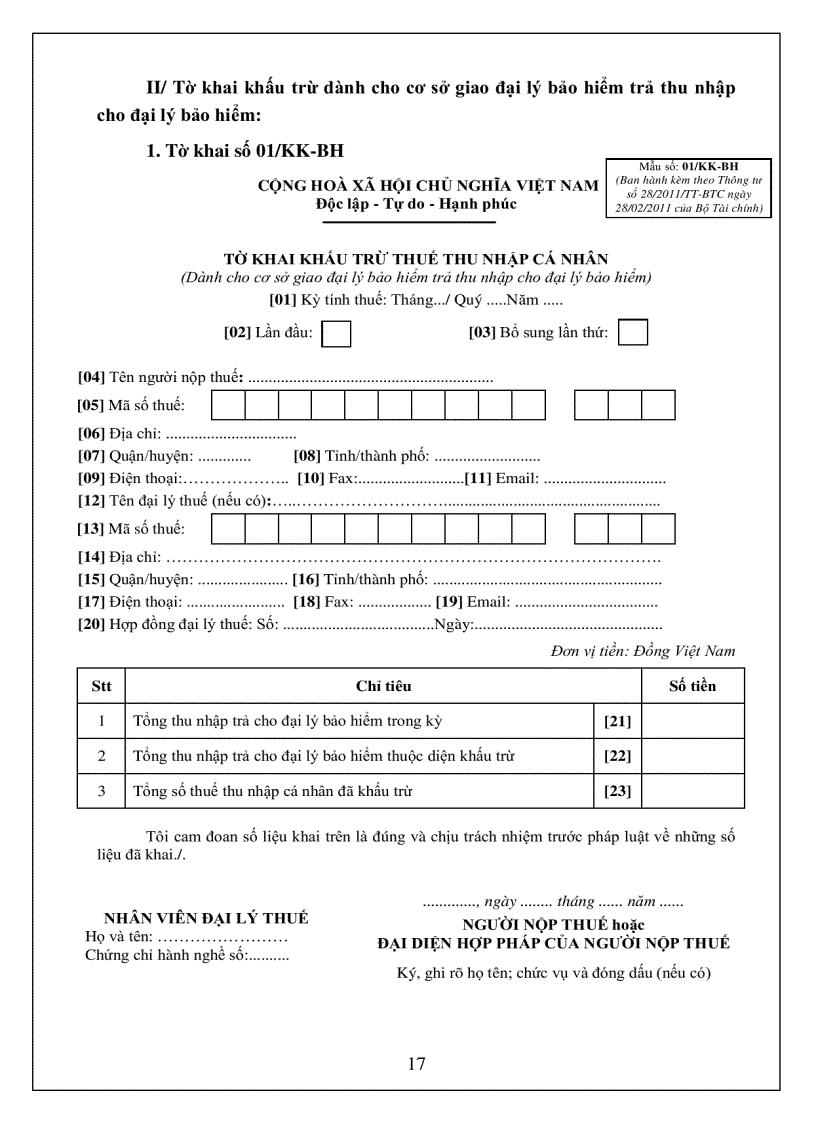 image for page Hướng dẫn kê khai thuế nộp thuế thu nhập cá nhân theo thông tư 28