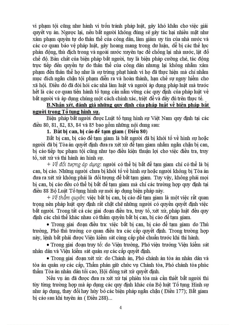 image for page Nhận xét đánh giá những quy định của BLTTHS về biện pháp bắt người trong tố tụng hình sự và nêu hướng hoàn thiện các quy định trên