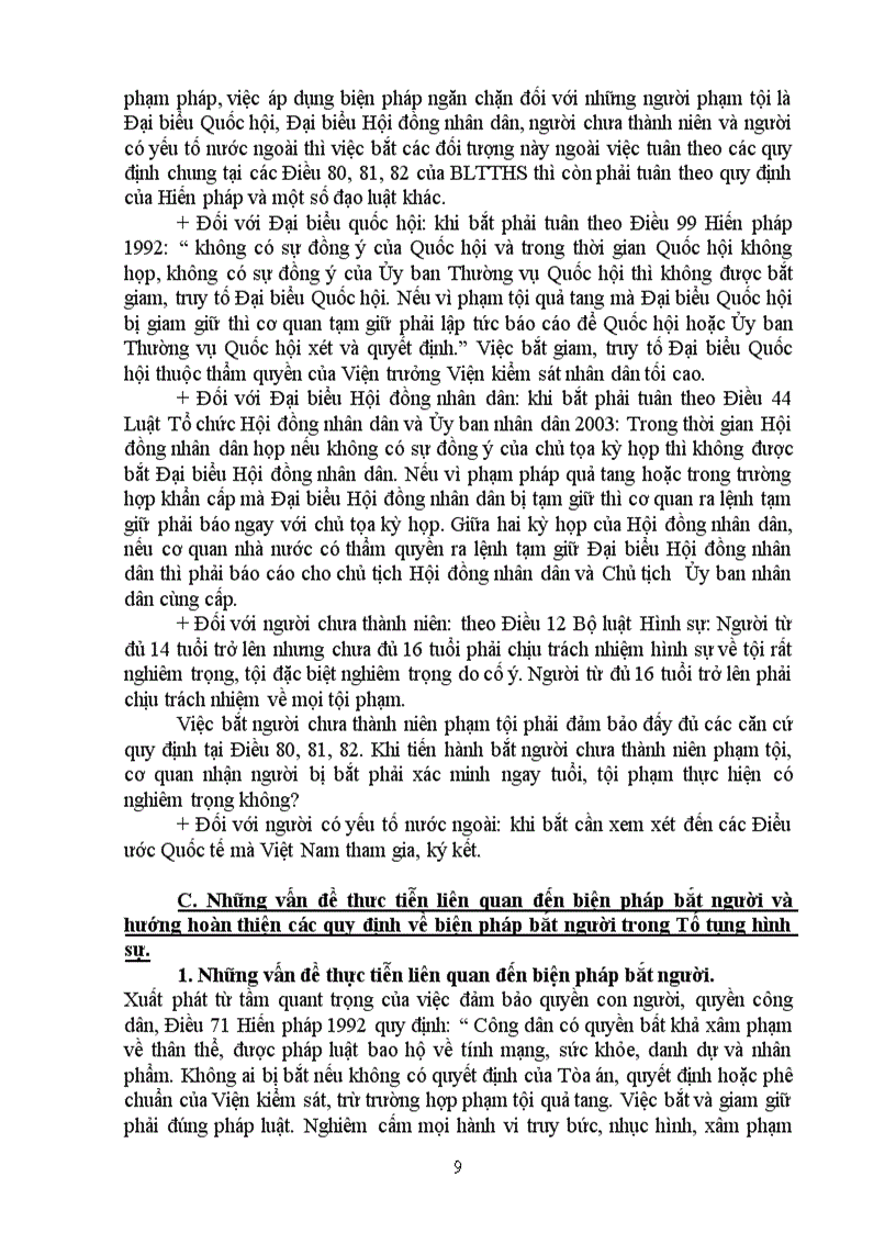 image for page Nhận xét đánh giá những quy định của BLTTHS về biện pháp bắt người trong tố tụng hình sự và nêu hướng hoàn thiện các quy định trên