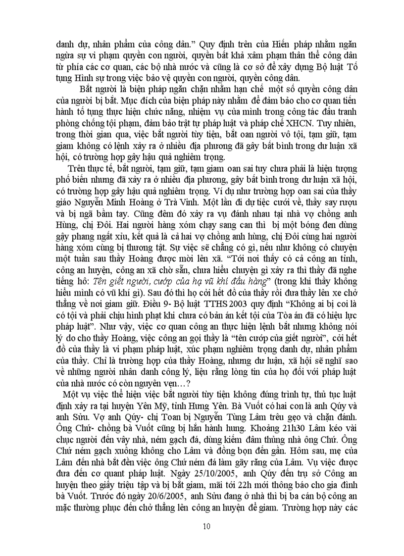 image for page Nhận xét đánh giá những quy định của BLTTHS về biện pháp bắt người trong tố tụng hình sự và nêu hướng hoàn thiện các quy định trên