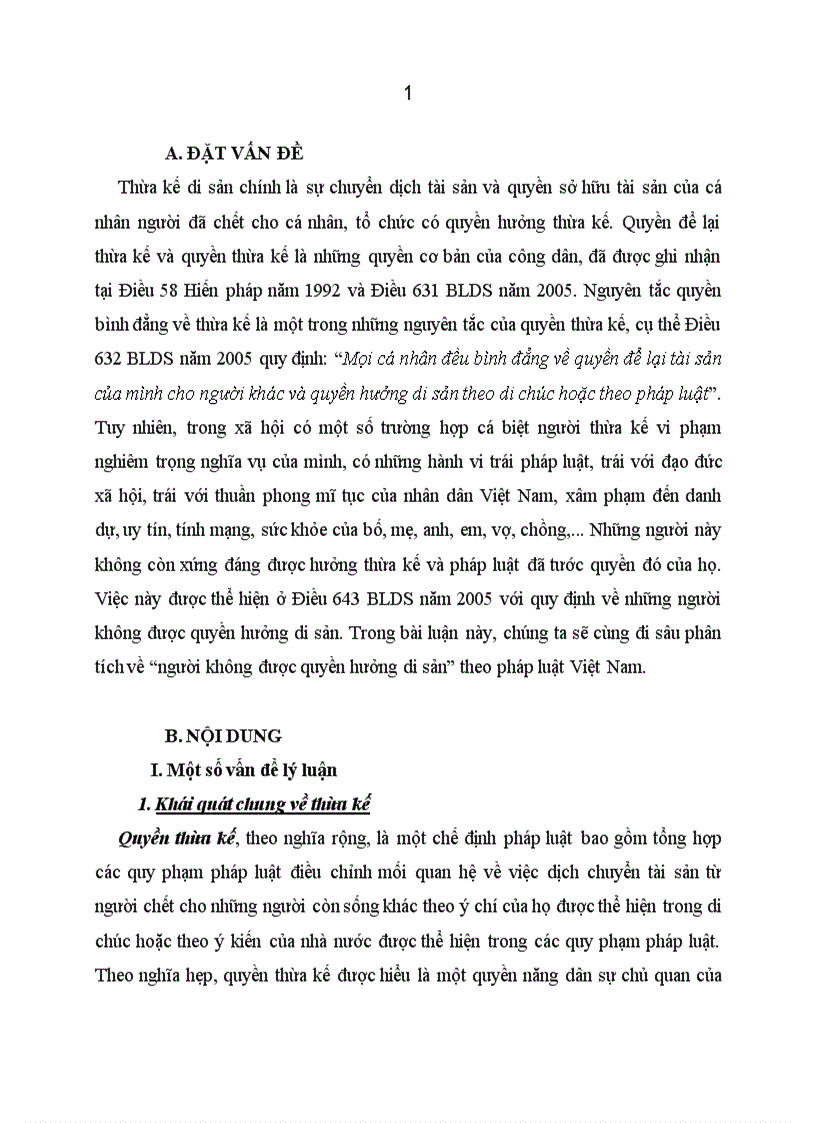 image for page Bài tập học kỳ dân sự Người không được quyền hưởng di sản lý luận và thực tiễn