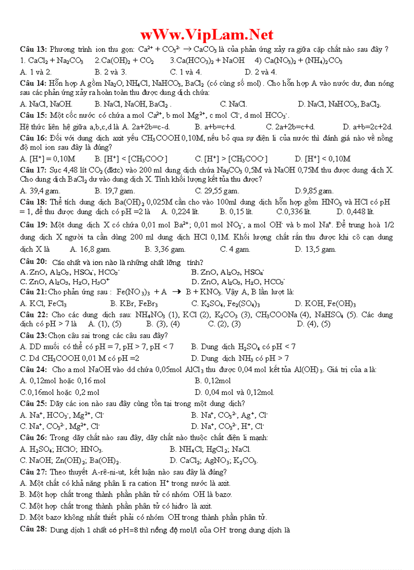 image for page KIỂM TRA LỚP 11 Môn Hóa Học