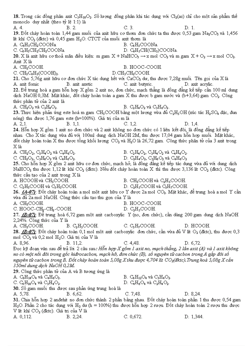 image for page BÀI TẬP HAY Chương ANĐEHIT XETON AXIT CACBOXILIC