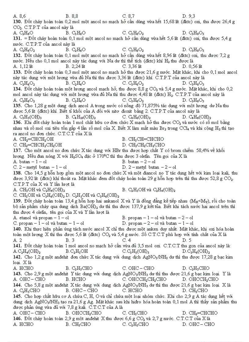 image for page BÀI TẬP HAY Chương ANĐEHIT XETON AXIT CACBOXILIC