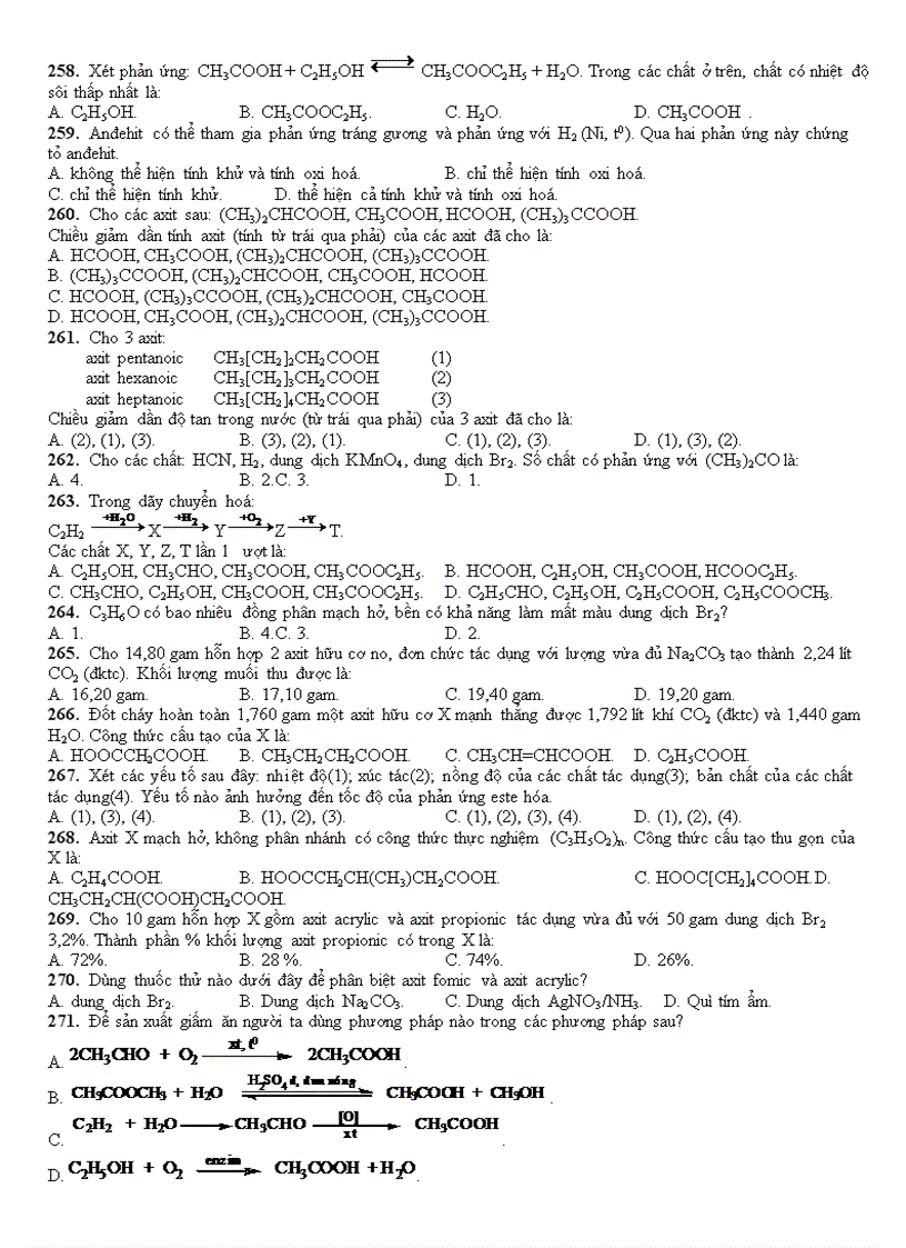 image for page BÀI TẬP HAY Chương ANĐEHIT XETON AXIT CACBOXILIC