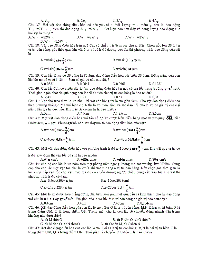 image for page Dao động cơ các bài tập cơ bản