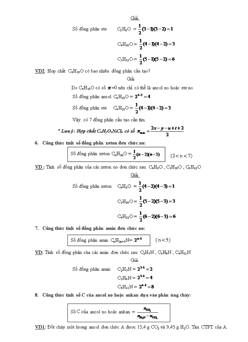 Các công thức giải nhanh hóa trắc nghiệm