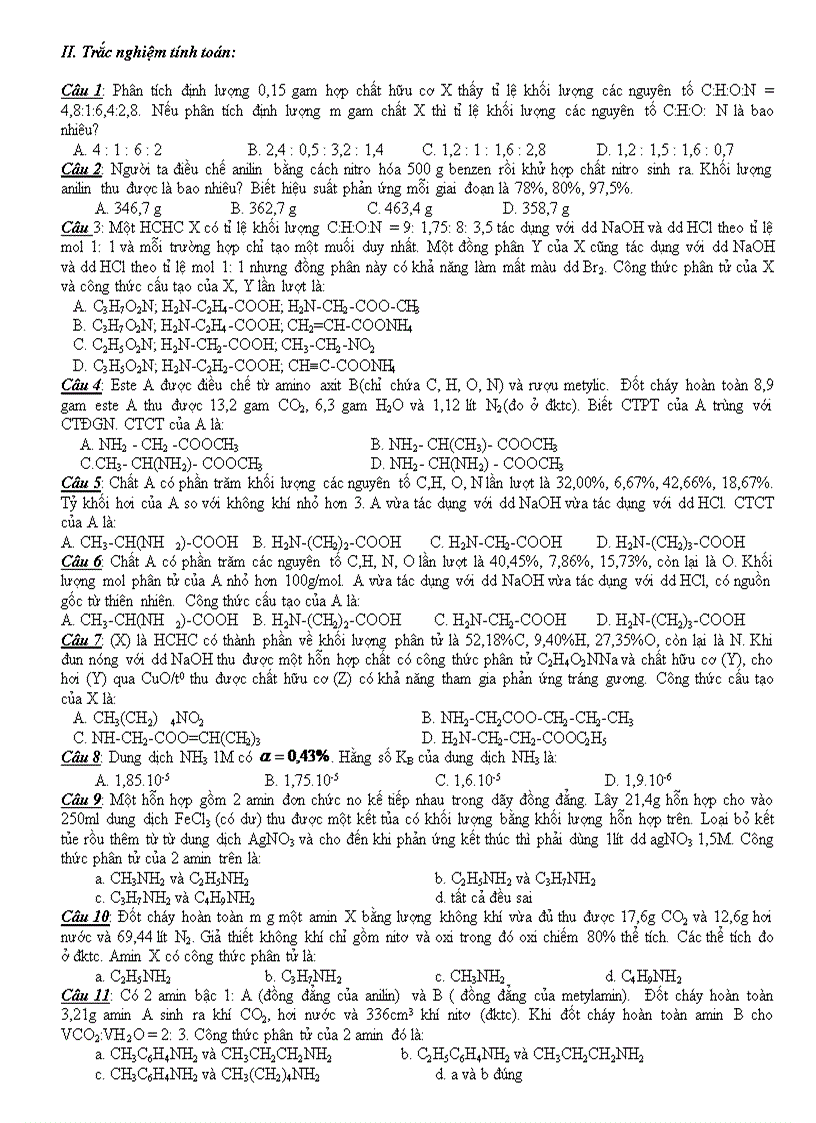 image for page Bài tập amin amino axit protein