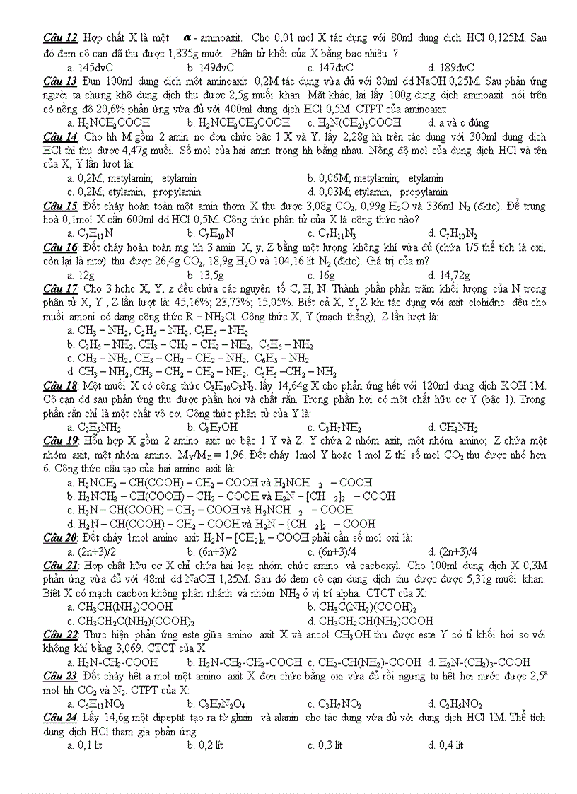 image for page Bài tập amin amino axit protein