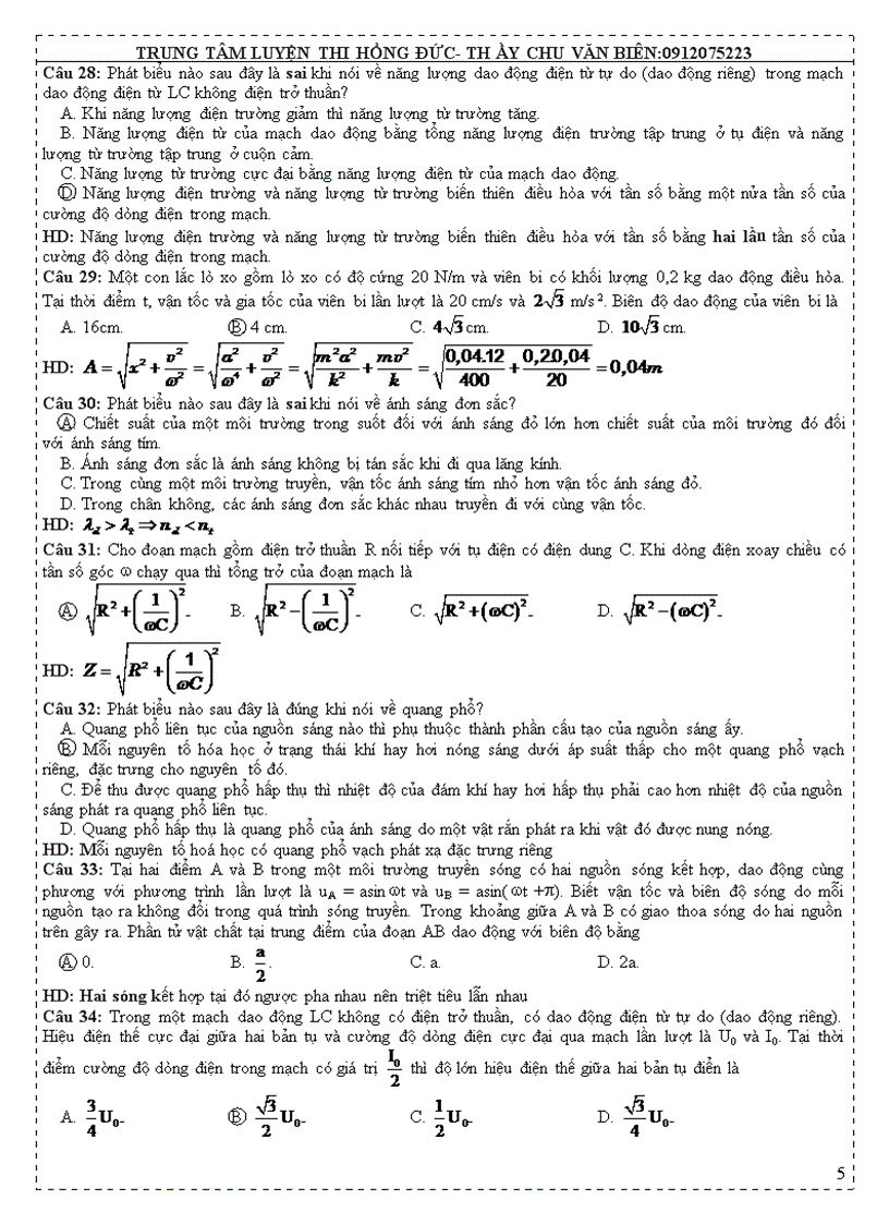 image for page Môn thi Vật lý đề thi tuyển sinh đại học khối a năm 2008
