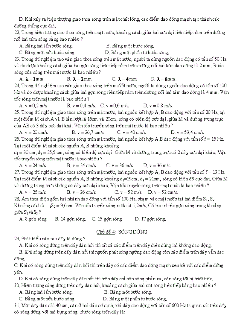 image for page Bài tập chương Sóng cơ học âm học vật lí lớp 12