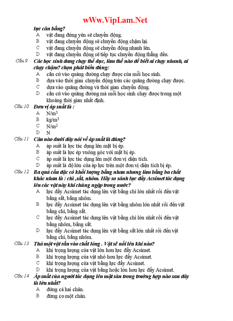 image for page Bộ đề kiểm tra học kỳ 1 Môn Vật lý Lớp 8