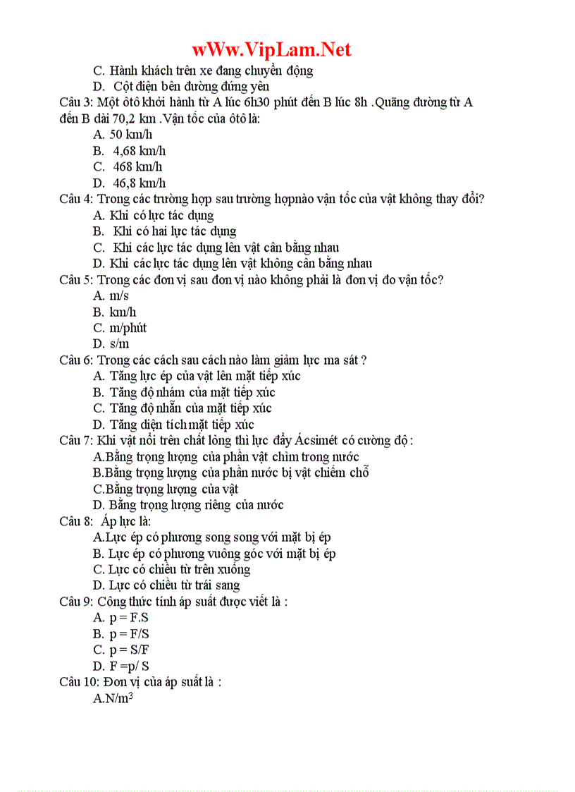 image for page Bộ đề kiểm tra học kỳ 1 Môn Vật lý Lớp 8