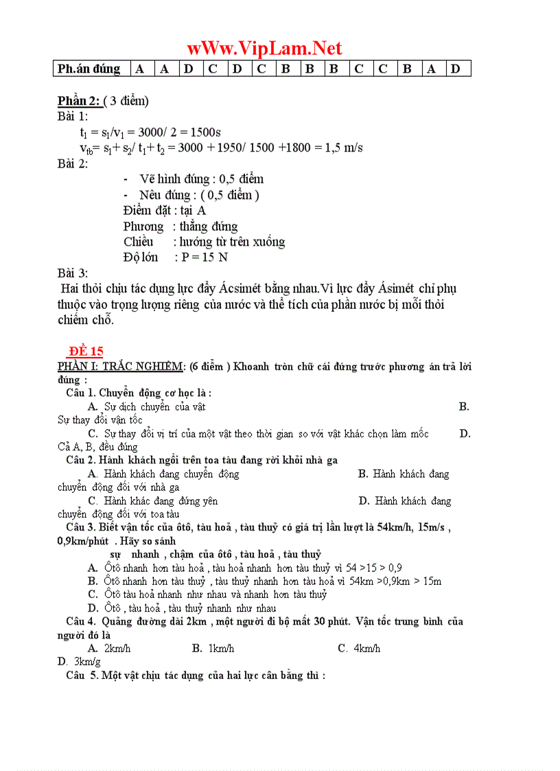 image for page Bộ đề kiểm tra học kỳ 1 Môn Vật lý Lớp 8