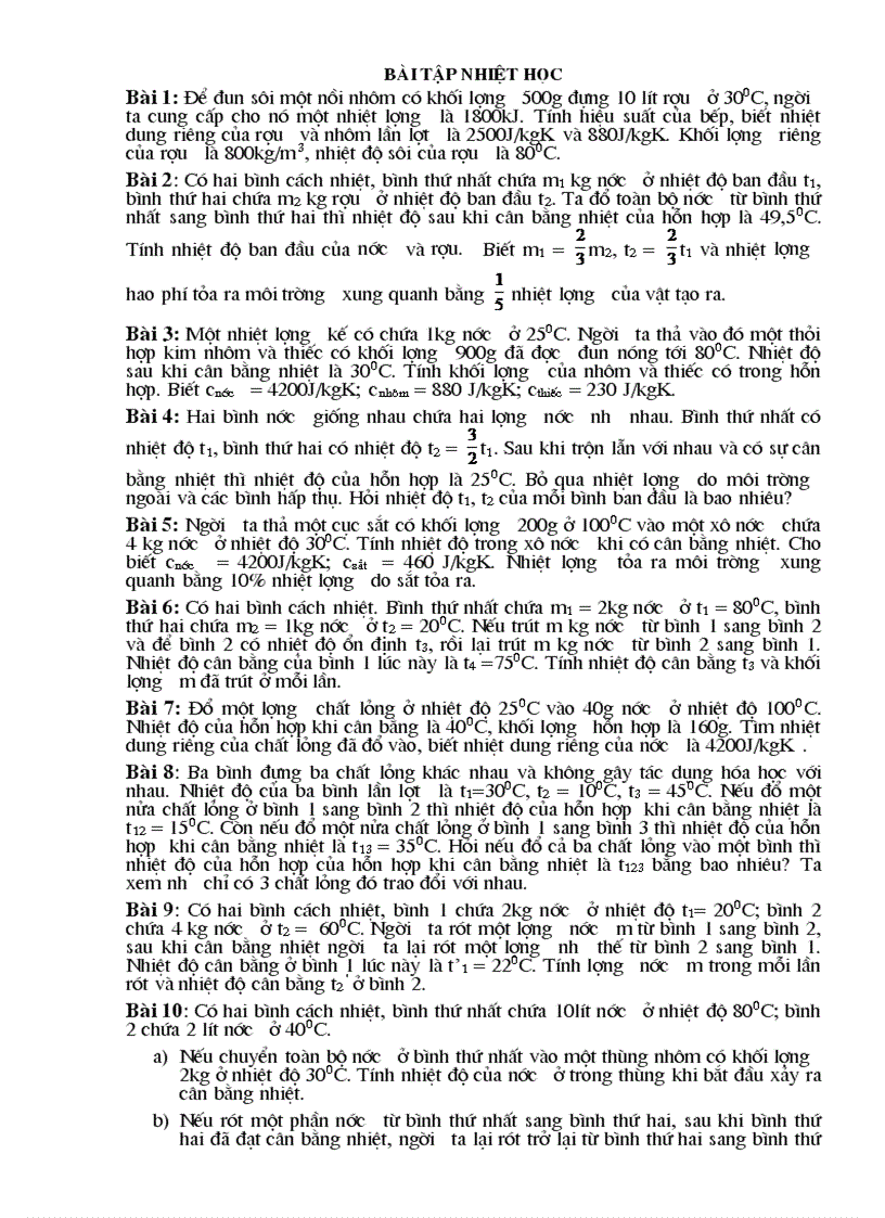 image for page Một số bài tập nhiệt học