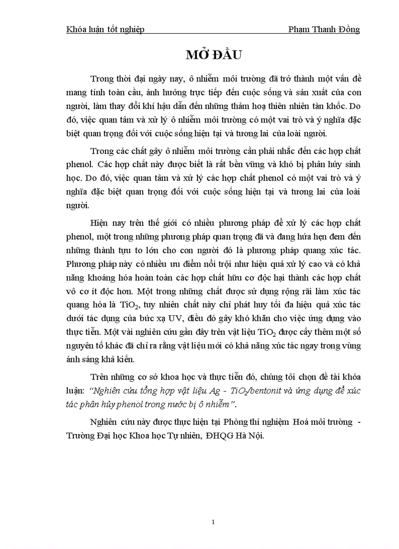image for page Nghiên cứu tổng hợp vật liệu Ag TiO2 bentonit và ứng dụng để xúc tác phân hủy phenol trong nước bị ô nhiễm
