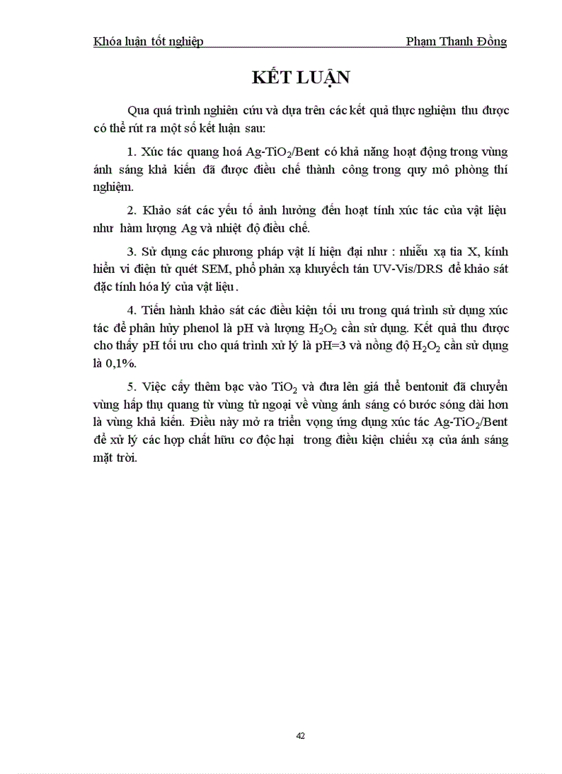 image for page Nghiên cứu tổng hợp vật liệu Ag TiO2 bentonit và ứng dụng để xúc tác phân hủy phenol trong nước bị ô nhiễm