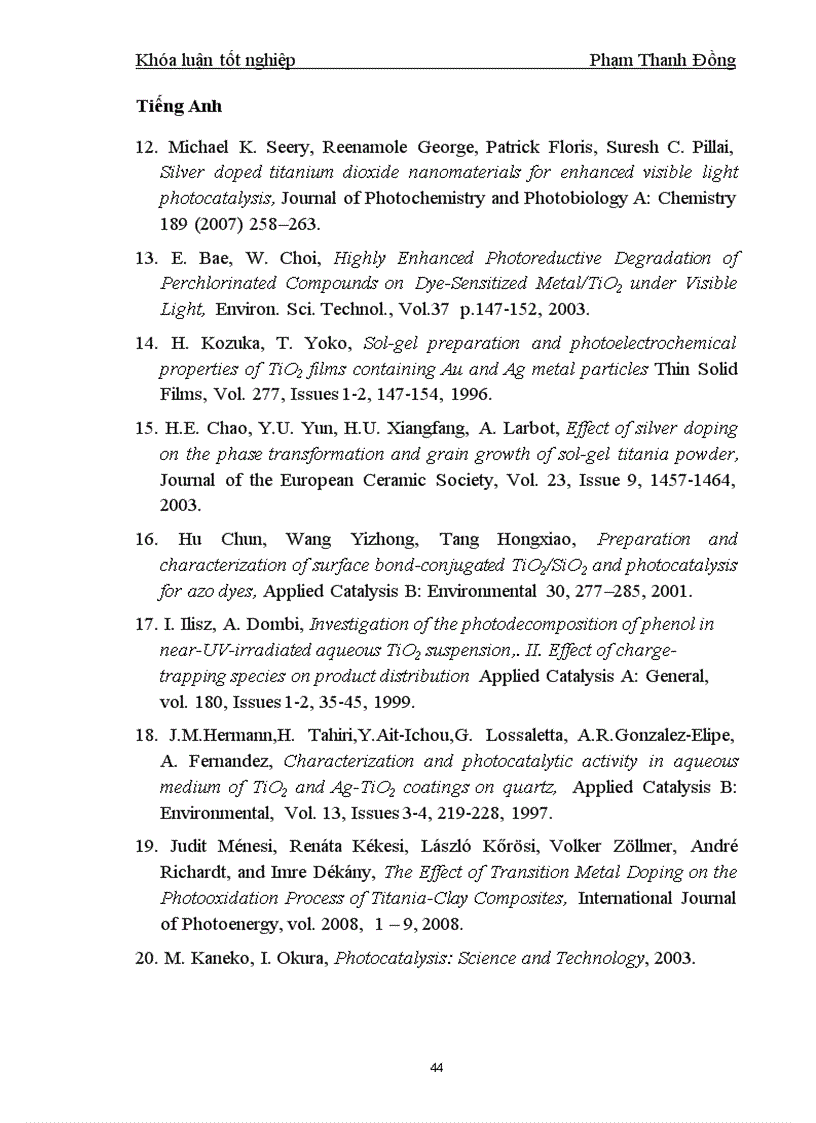 image for page Nghiên cứu tổng hợp vật liệu Ag TiO2 bentonit và ứng dụng để xúc tác phân hủy phenol trong nước bị ô nhiễm