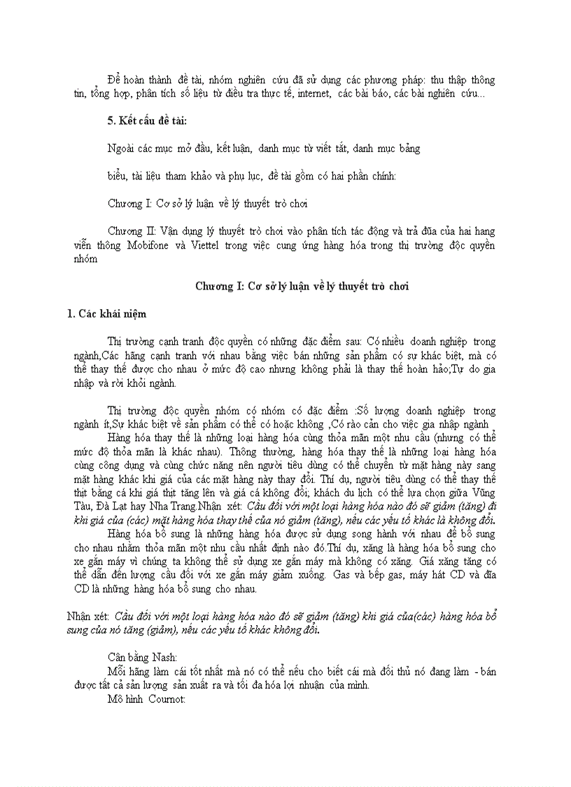 image for page Vận dụng lý thuyết trò chơi phân tích tác động và trả đũa của Viettel và Mobifone trong thị trường đọc quyền nhóm
