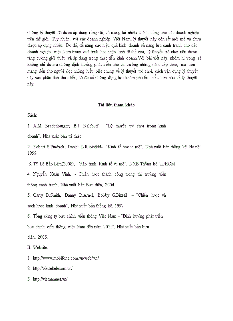 image for page Vận dụng lý thuyết trò chơi phân tích tác động và trả đũa của Viettel và Mobifone trong thị trường đọc quyền nhóm