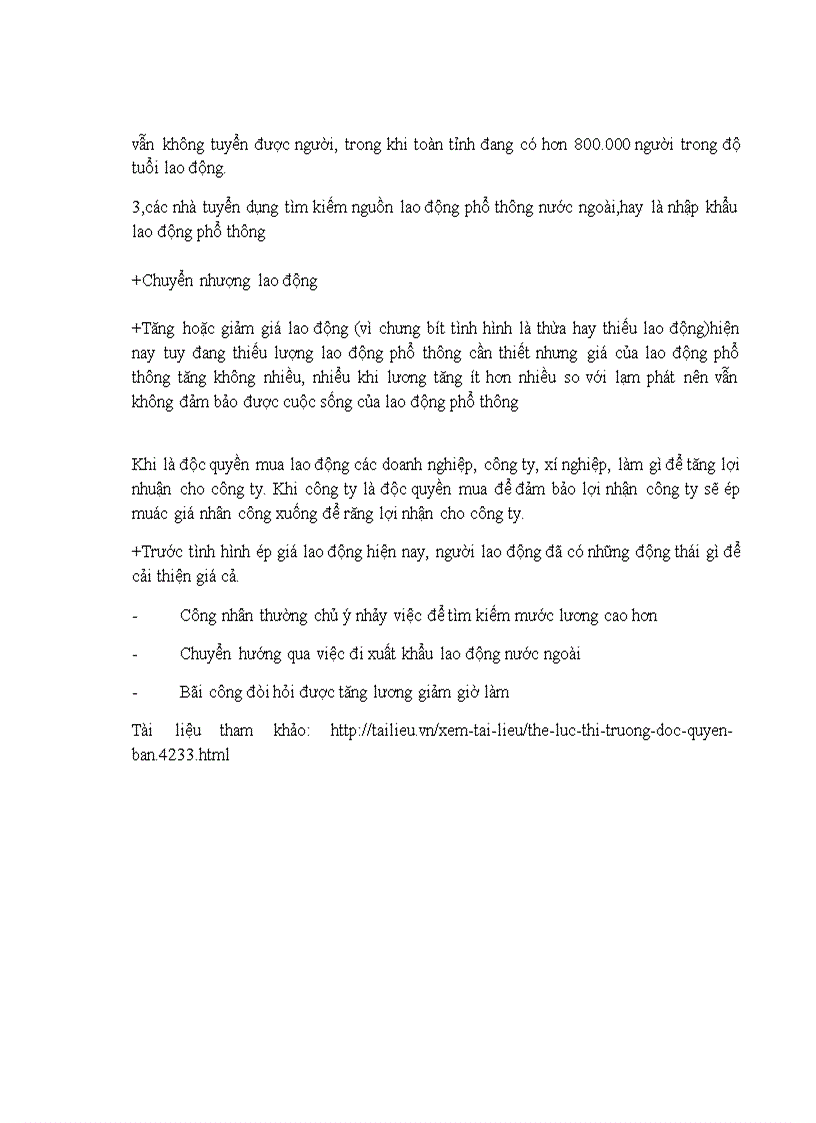 image for page Phân tích tác động độc quyền của người mua bán lao động đến lượng cung ứng lao động và giá cả lao động