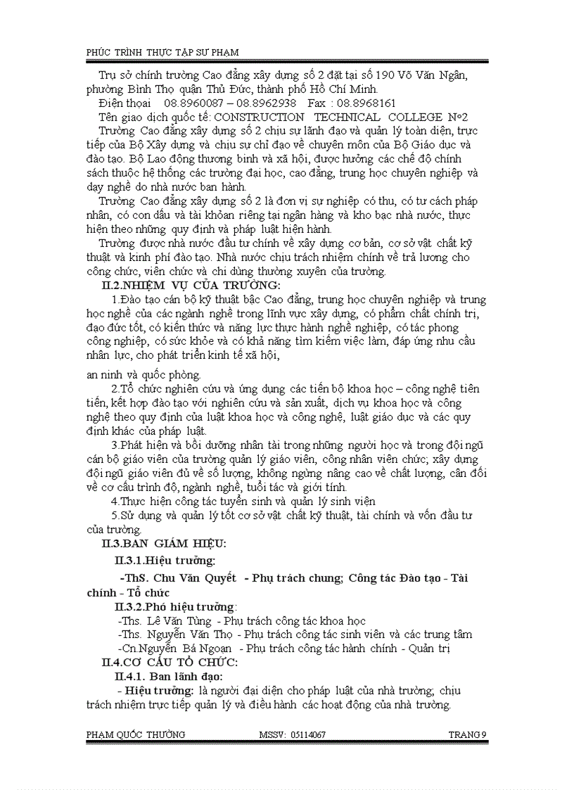 image for page Phúc trình thực tập sư phạm tại Trường Cao Đẳng Xây Dựng Số 2