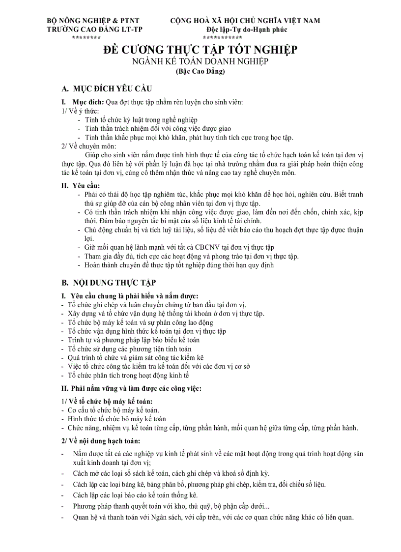 image for page Đề cương thực tập tốt nghiệp ngành kế toán doanh nghiệp Bậc Cao Đẳng