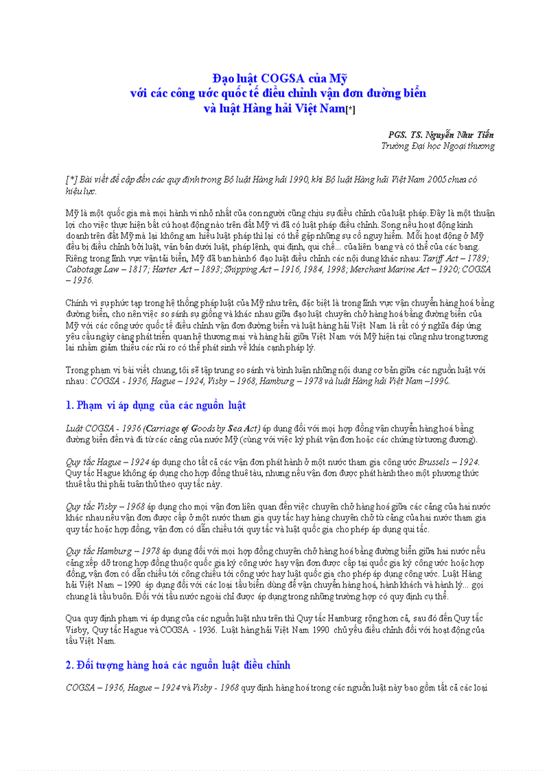 image for page Đạo luật COGSA của Mỹ với các công ước quốc tế điều chỉnh vận đơn đường biển và luật Hàng hải Việt Nam