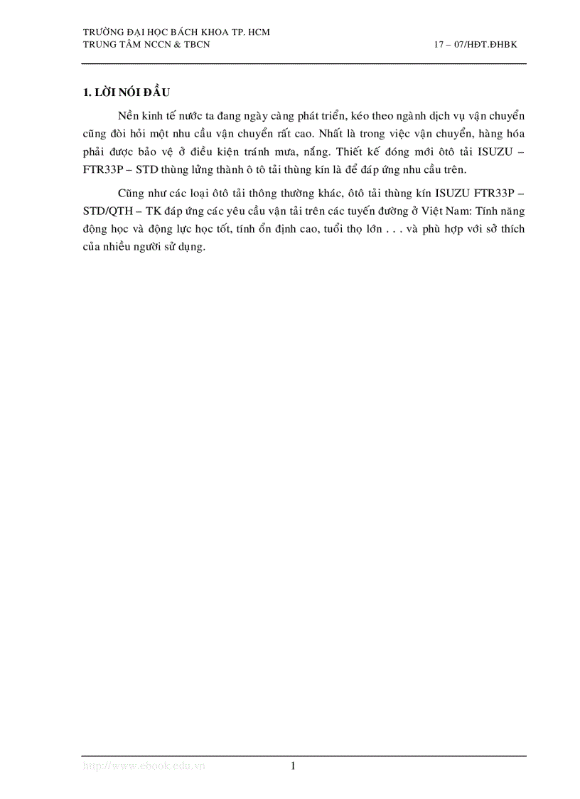 image for page Tính toán thiết kế xe tải 9 tấn ISUZU FTR33P thuyết minh