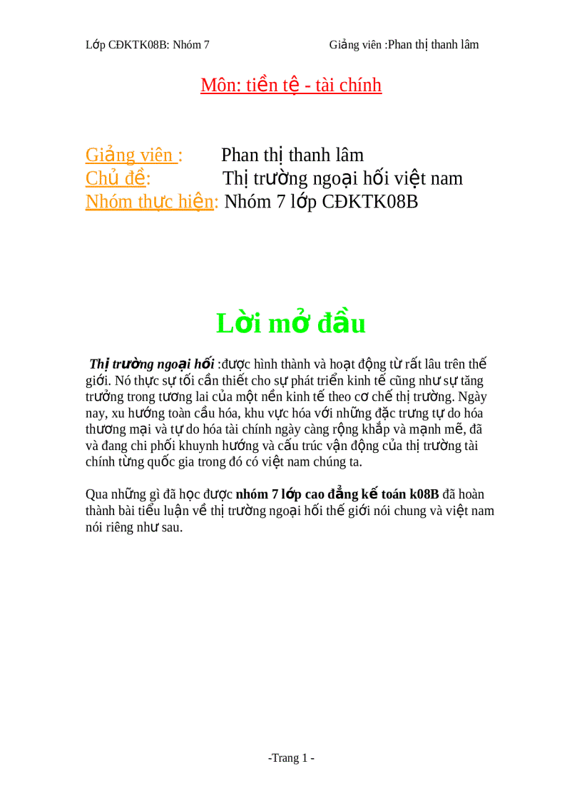 Những vấn đề về thị trường ngoại hối Việt nam